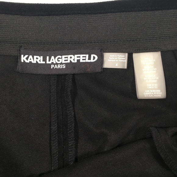 KARL LAGERFELD Black Fabric Suede Pants Size 4 - Picture 6 of 8